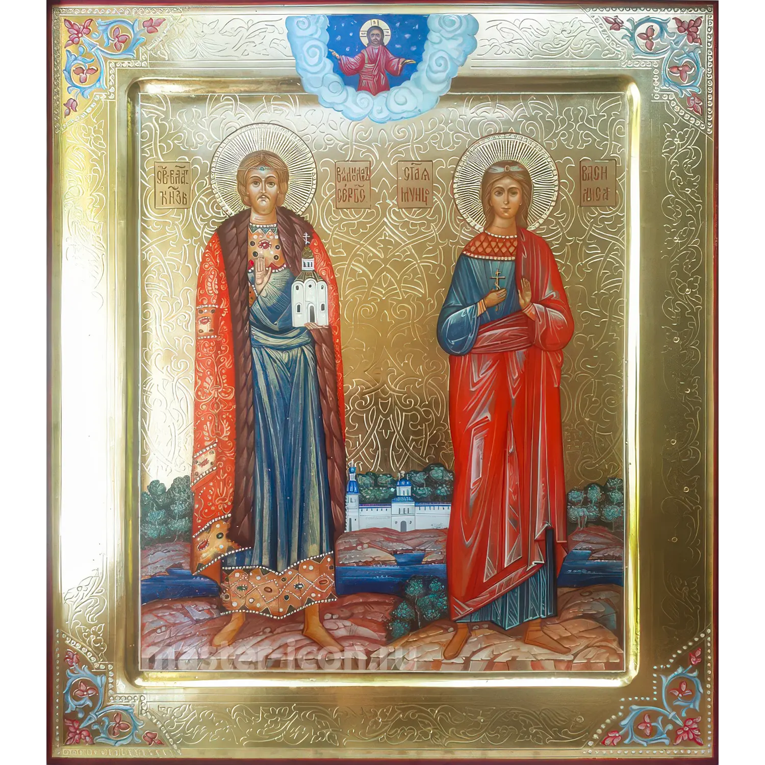 Икона Святого Владислава Сербского и Святой мученицы Василисы Икона Святого Владислава Сербского и Святой мученицы Василисы