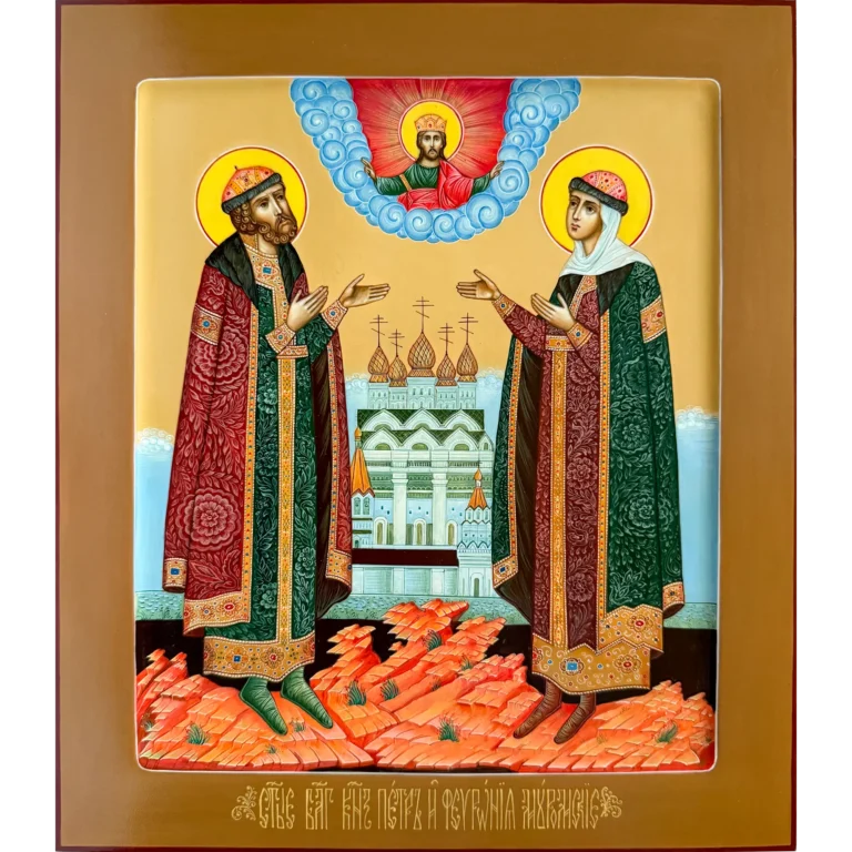 Рукописная икона Петр и Феврония